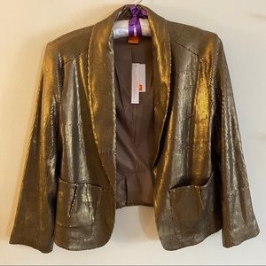 Metallic/Sequin Open front blazer